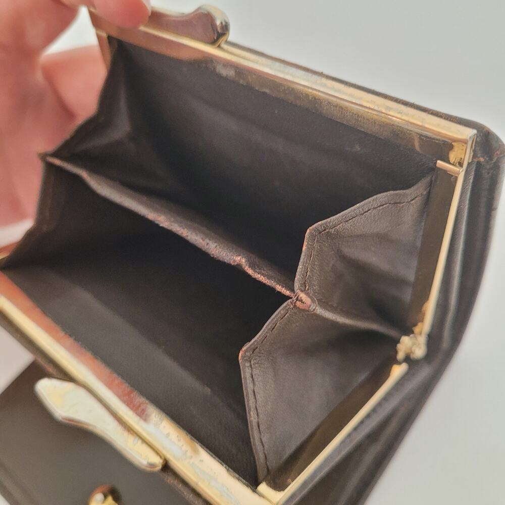 Vintage Burberrys Nova Check Bifold Wallet & Kiss-Lock Coin Purse Brown Leather - Picture 9 of 12